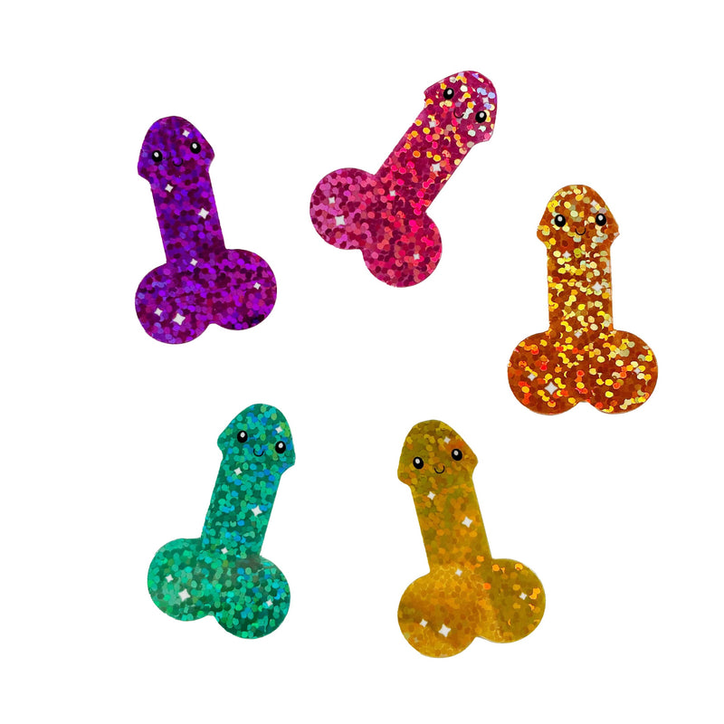 Happy Little Peens Glitter Holographic Sticker Pack