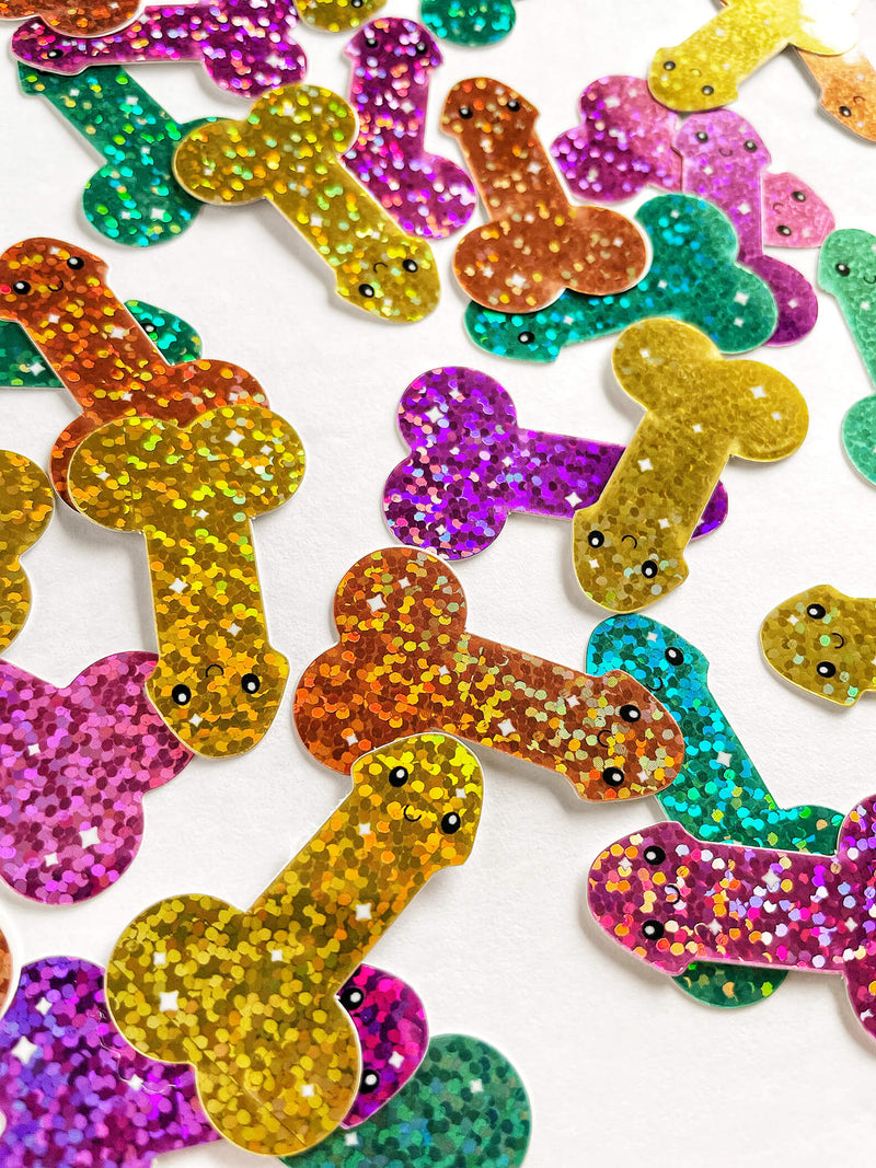 Happy Little Peens Glitter Holographic Sticker Pack